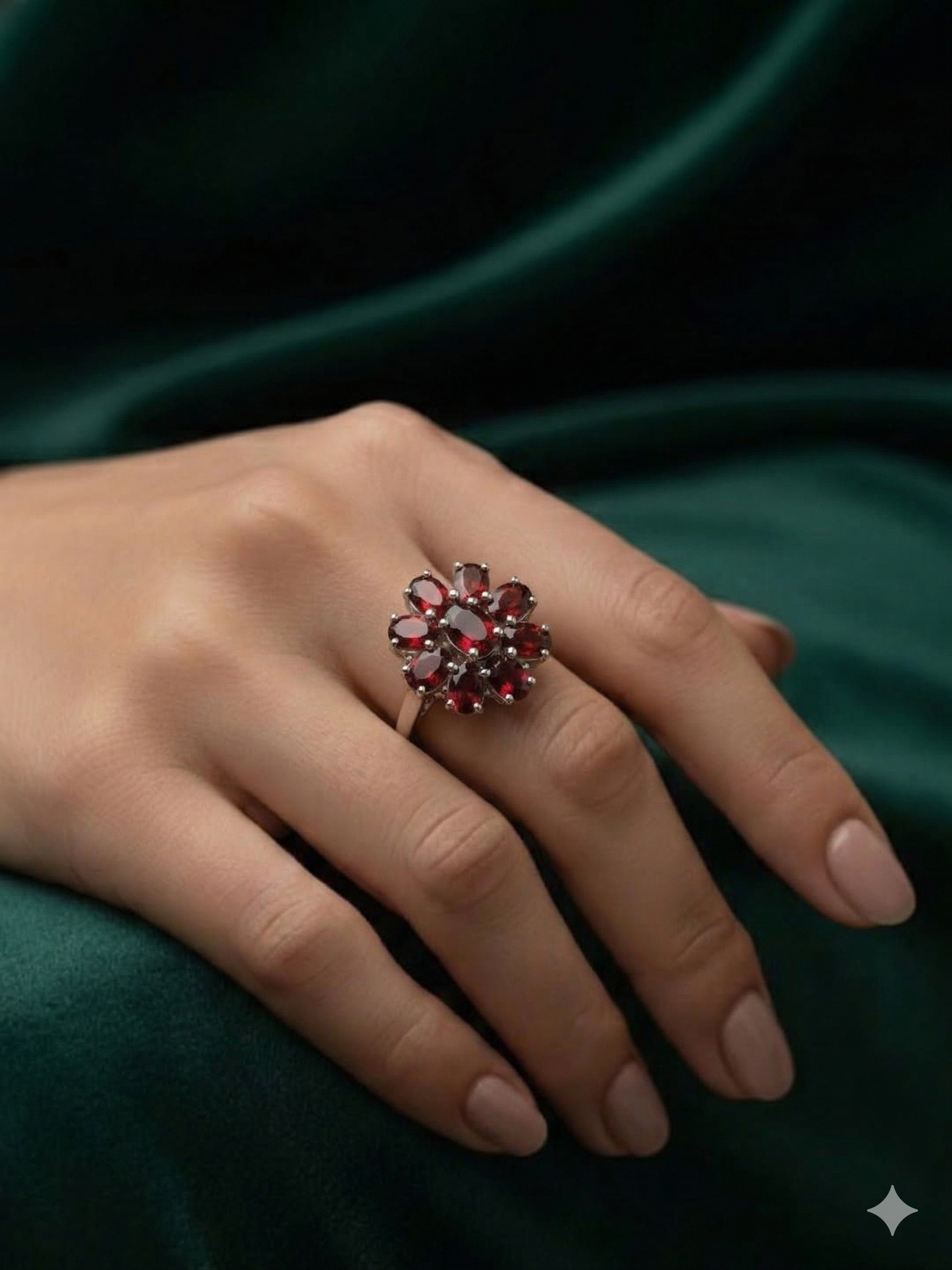 Garnet Blossom Ring