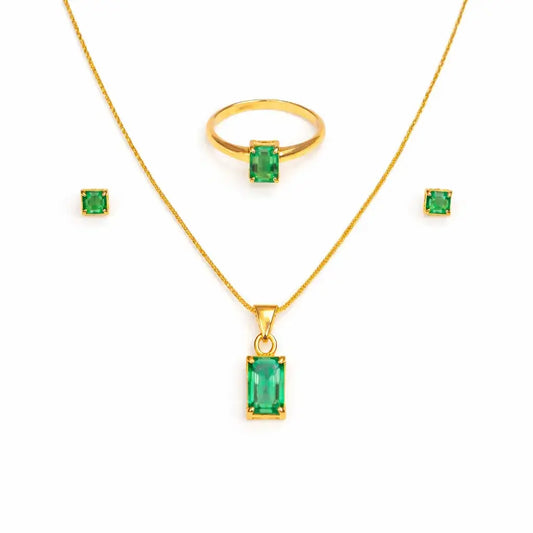 Golden Aura Emerald Set